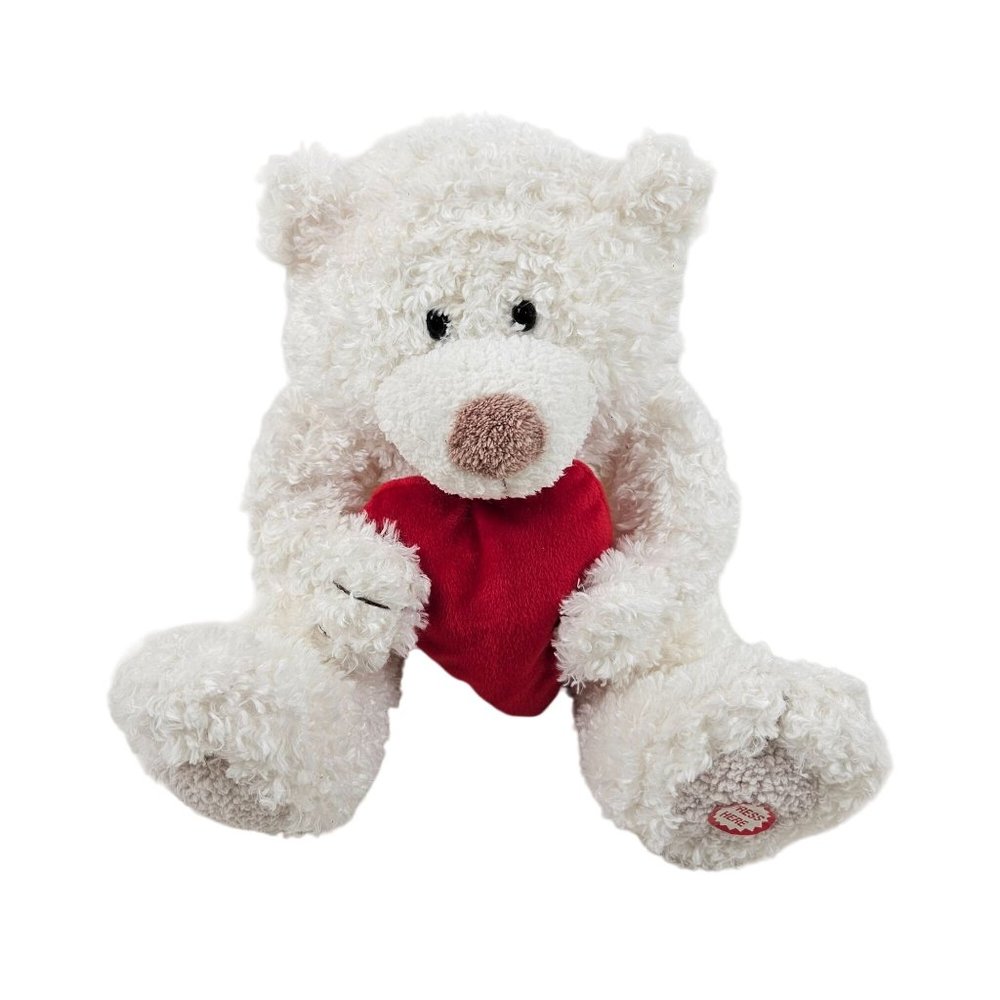 Hallmark Heartly Talking Teddy Polar Bear Plush Stuffed Animal White Sitting